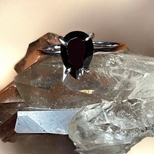 Dark Blue Sapphire .925 Silver Ring 7